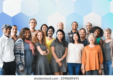 Diverse group of friends and colleagues smiling