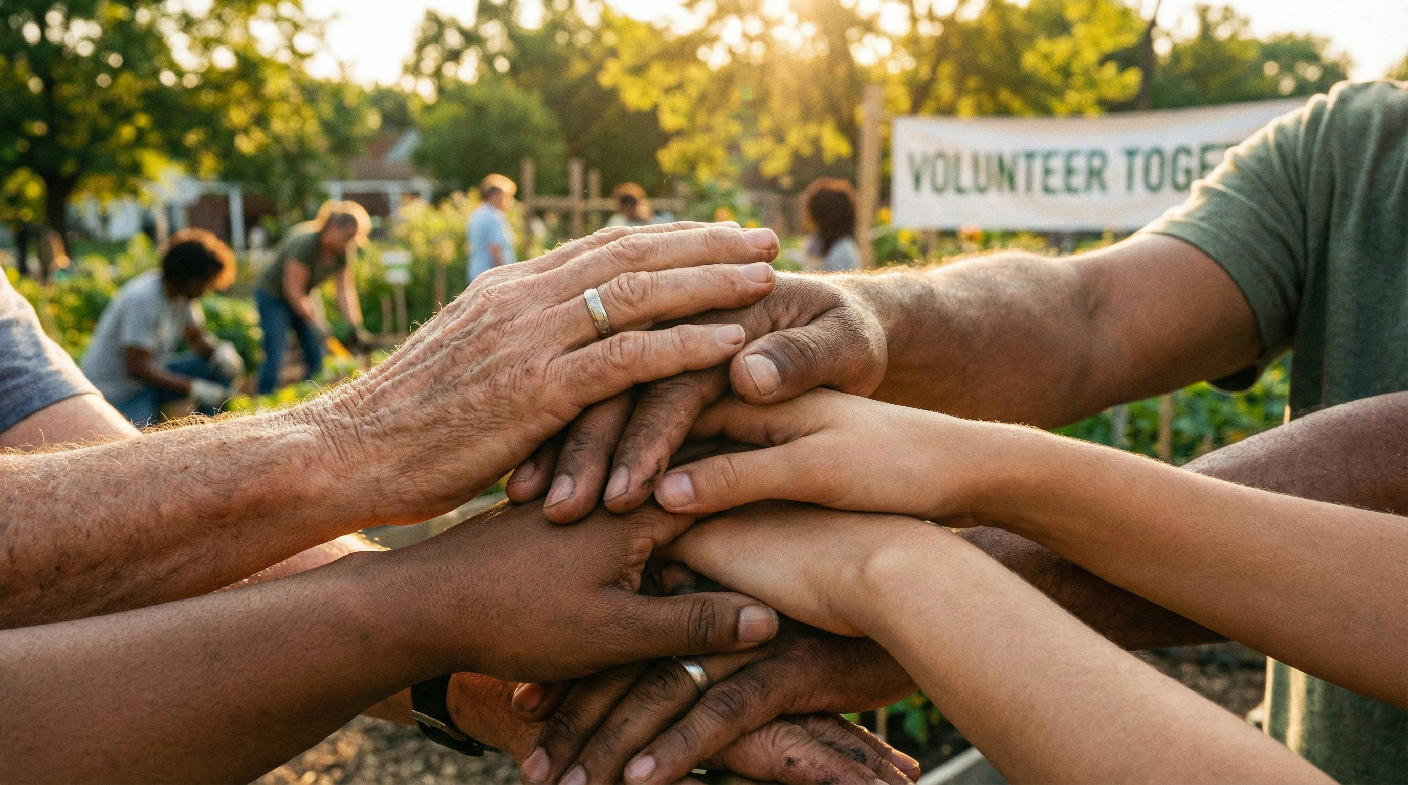 Hands joining together